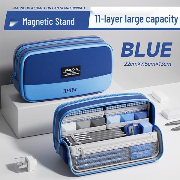 Premium Large-Capacity Magnetic Pencil Case: Unique Stand-Up Design for Primary School Students