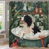 1pc Fun Cats and Dogs on the beach in Summer Shower Curtain, Bathroom Decorative Shower Curtain, Home Curtain with Hooks