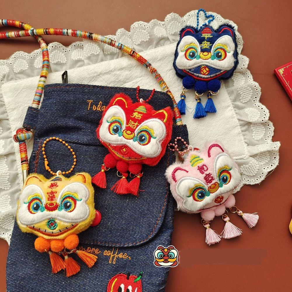 Year of Horse Lion Dance Tassels Pendant Chinese Style New Year Zodiac Plush Doll Car Interior