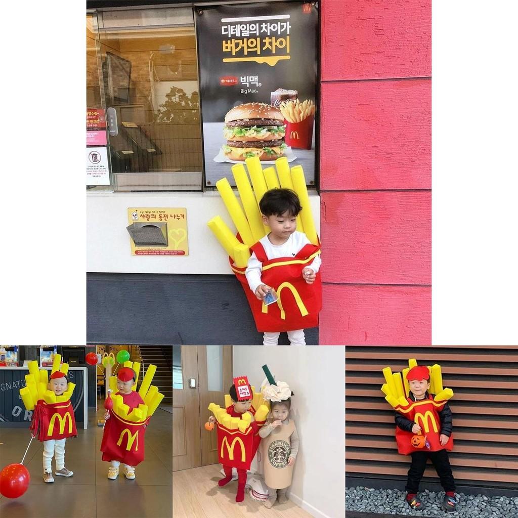 Korean Ins Halloween Children's Costume For Kindergarten Party Show Outfit Boys And Girls French Fries Clothes Inflatable Column)