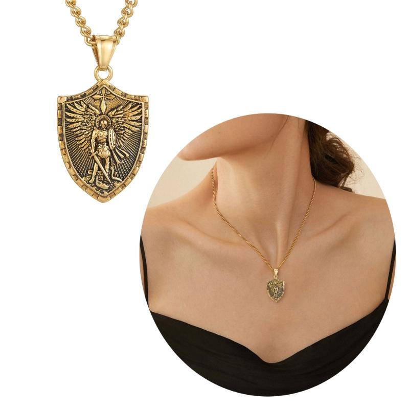 Punk Rock Stil Anhänger Halskette Robuste Edelstahl Engelschild Anhänger Halskette Stilvolle Halskette Schmuck