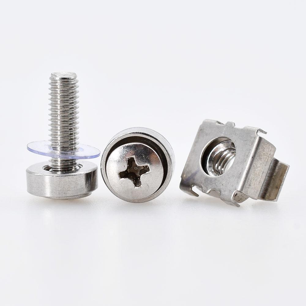 Phillips Screw For Rack Mount Server Cabinet Shelves Bolts With Washer Metric Threaded Cage Nut Screws Kit M6x16mm M6x20mm 4Set