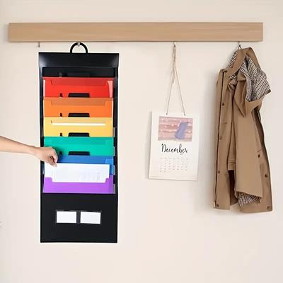 6-Pocket Hanging Folder Multi-Color Hanging File Organizer Removable Hanging Paper Organizer