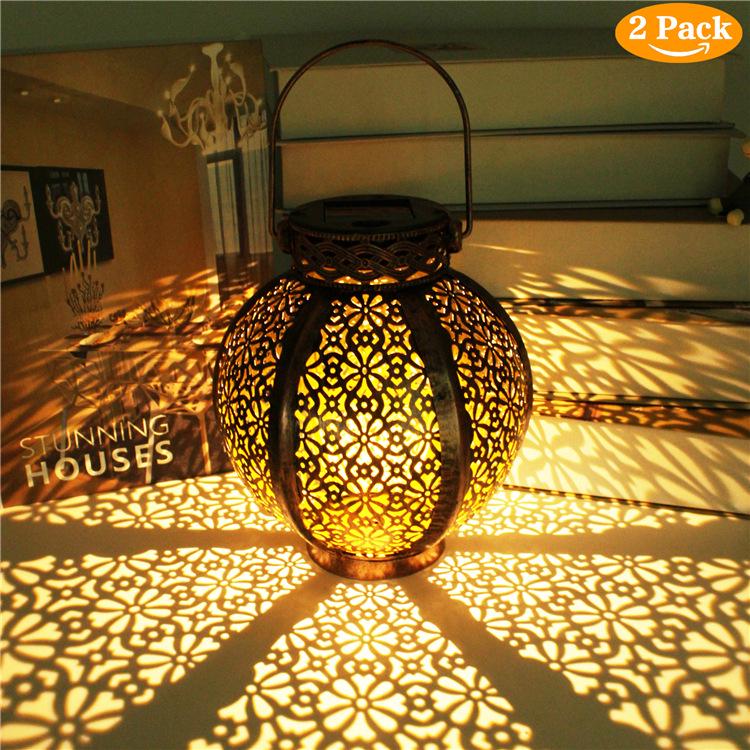 Ghirlande Luminoase Solare LED Transfrontaliere: Decor suspendat din fier forjat gol pentru peisaj de curte exterioară