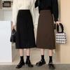 Women's Black Slit Midi Skirt - Spring/Summer/Autumn School Style Bodycon