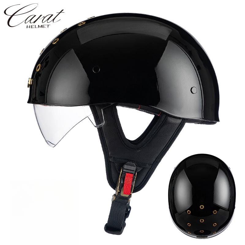 

Новый шлем мотоциклетный ретро полушлем мотоциклетный дышащий мужской шлем для езды с высококачественными УФ-стойкими линзами XXL чёрный