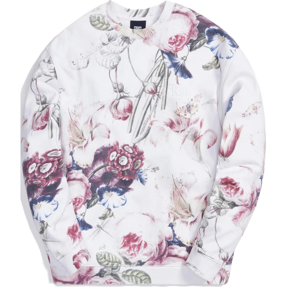 Kith Floral Print Long Sleeve Sweatshirt Men sweatshirt White KH2637-101