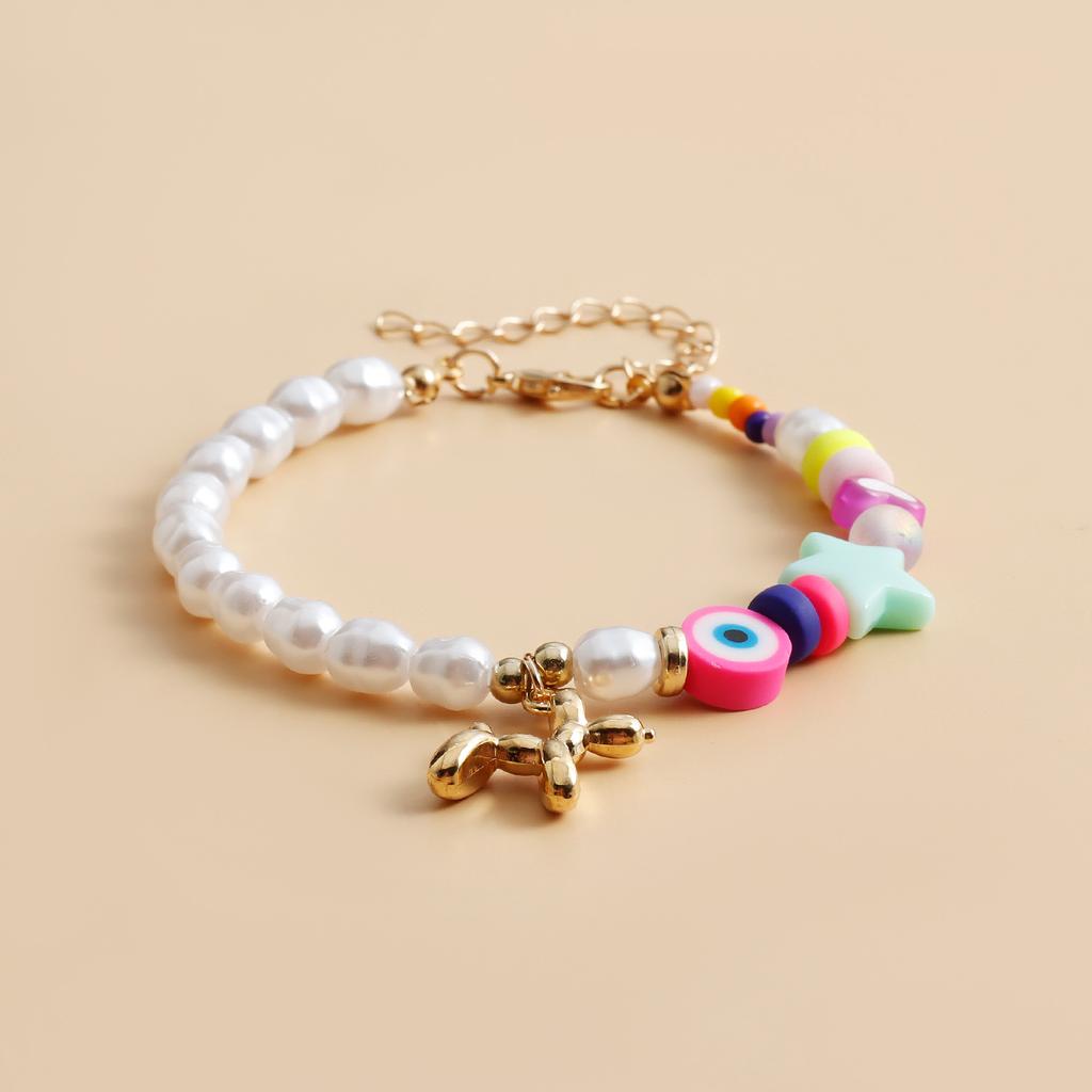 Ins Internet celebrity children's fun balloon puppy pendant bracelet, imitation pearl beaded bracelet