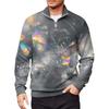Men's Loose Casual 1/4 Zip Sweatshirt Fashion Printed Long Sleeve Top With Pockets