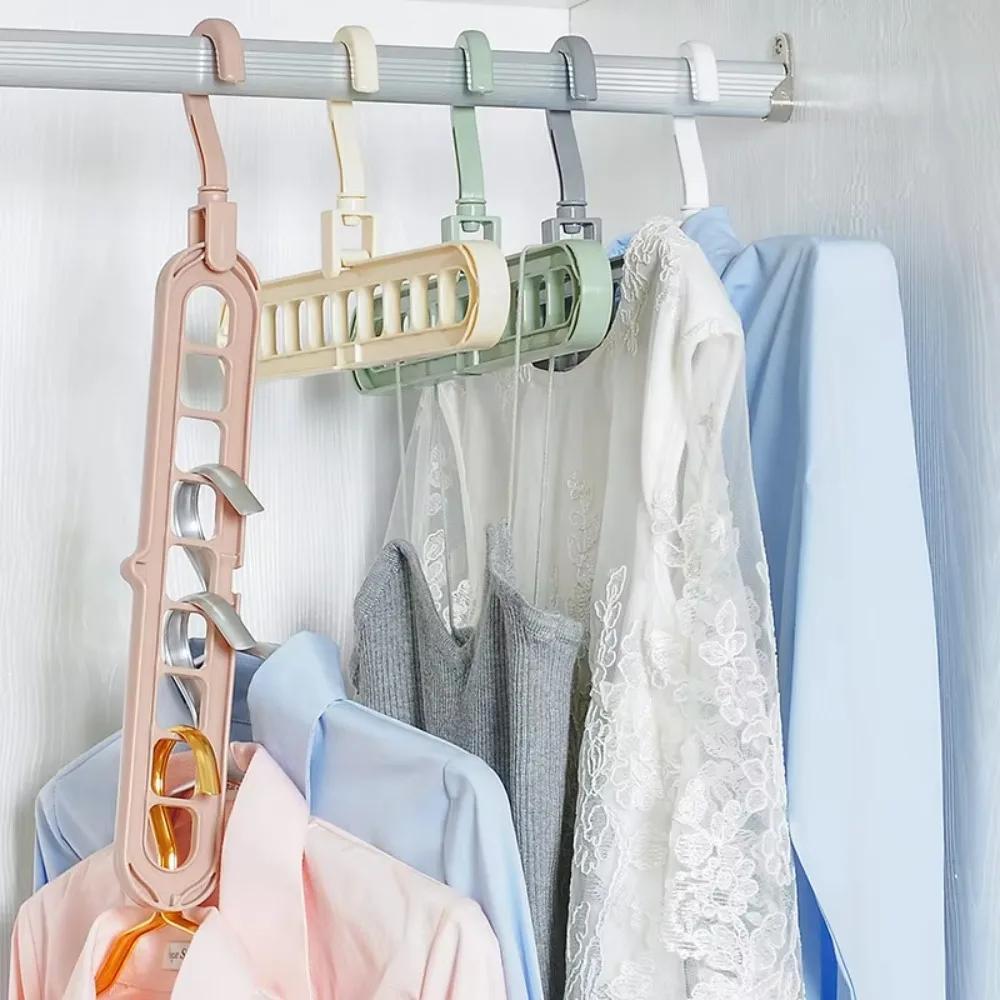 10pcs 9-hole Wardrobe Storage Rack Multifunctional Foldable Clothes Drying Rack Storage Clothes Rack Space-saving Clothes Hanger