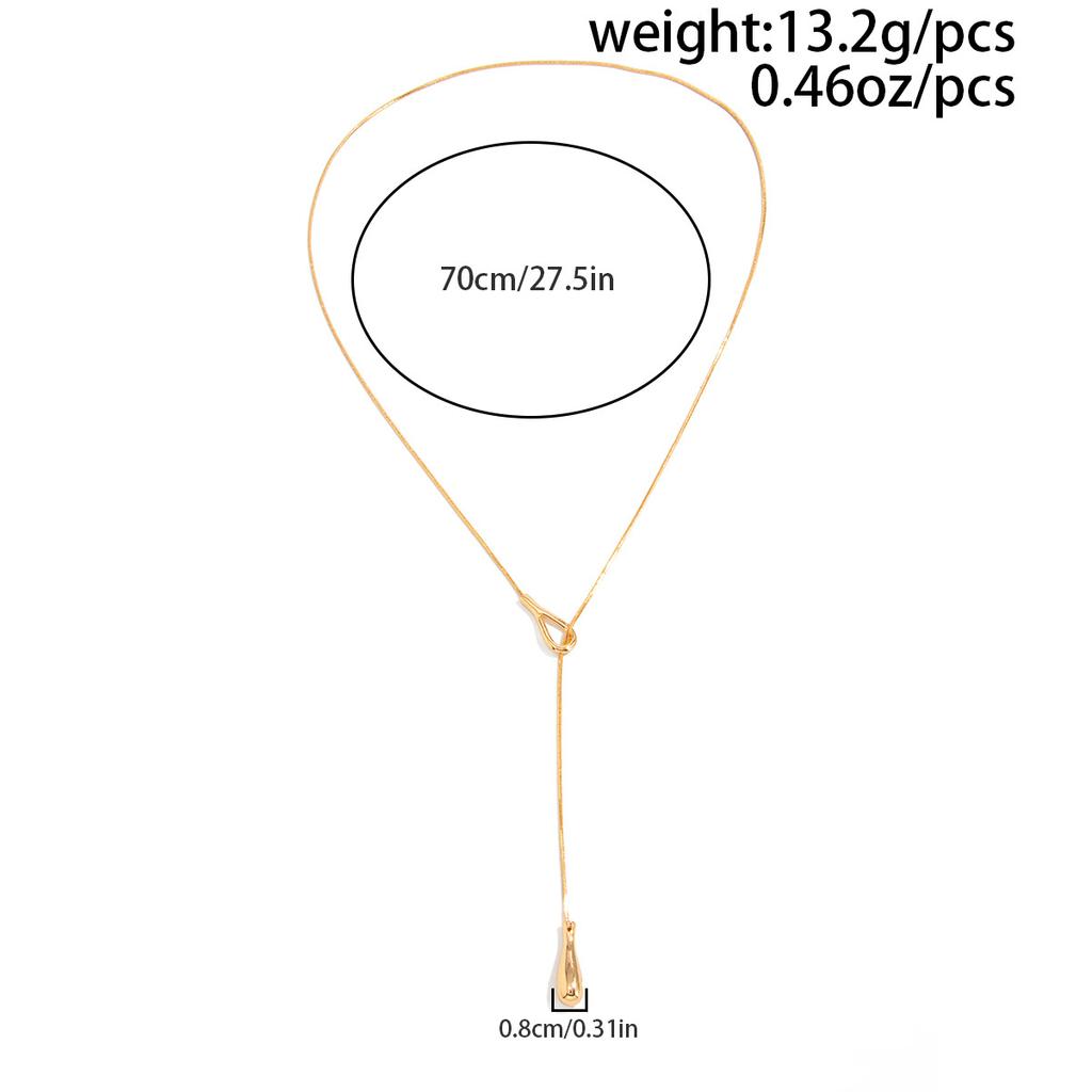 Simple Water Drop Pendant Necklace for Women 2025 Trendy Long Thin Chain Necklace Aesthetic Y2K Irregular Geometric Jewelry Gift