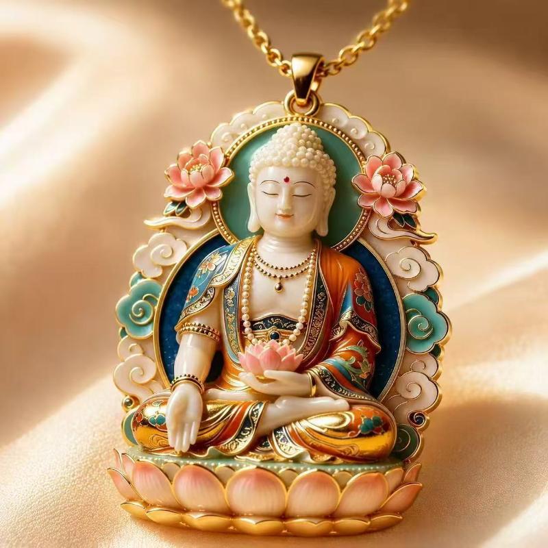 Collana con Ciondolo in Giada Imitazione Etnica Fascino Vintage Cinese Gioielli Per Uomini Donne Outfit Quotidiano Regalo per Festival Uso