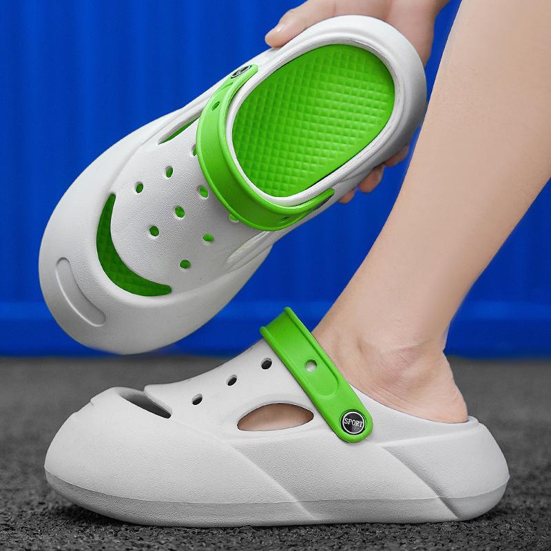 Popular new men's hole shoes, breathable, soft-soled sandals, thick-soled bag head slippers for summer wear