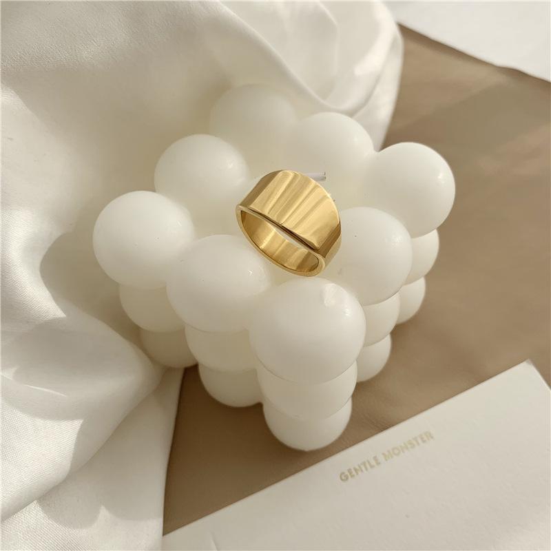 Korean Fashion Gold Knot Geometric Cross Titanium Ring Size 10