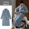 300G Thickened Coral Fleece Bathrobe Women Men Unisex, Autumn-Winter 2025, Warm Long Home Robe
