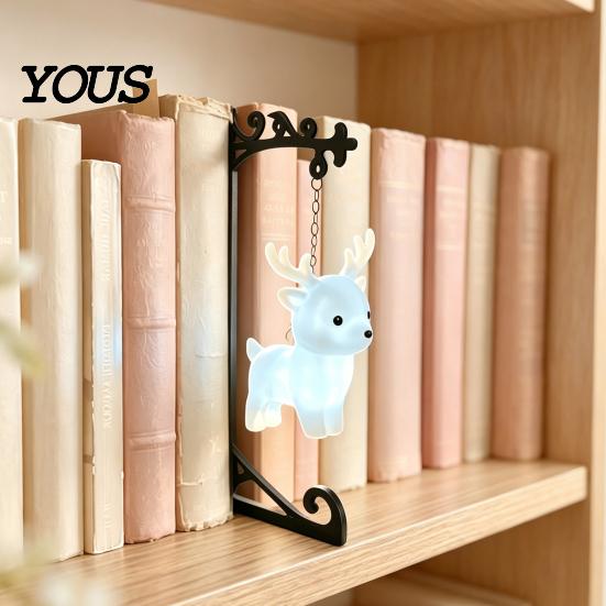 Nordic Style Home Decor Metal Magic Owl Hanging Bookend Lamp, Resin Animal LED Night Light, Vintage Iron Bracket Lamp Deer Bird Light for