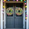 Easter Egg Wreath Artificial Flower Wreath Decorative Garden Party with Colorful Eggs Artificial Green Leaves Garland Decoration