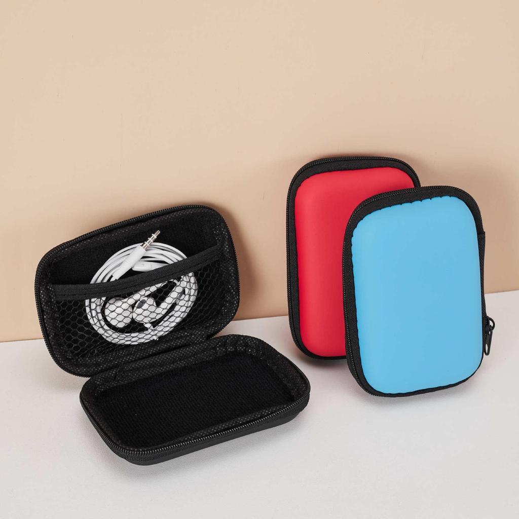 EVA Earphone & Cable Organizer with Mesh Pocket for Camera & Charger