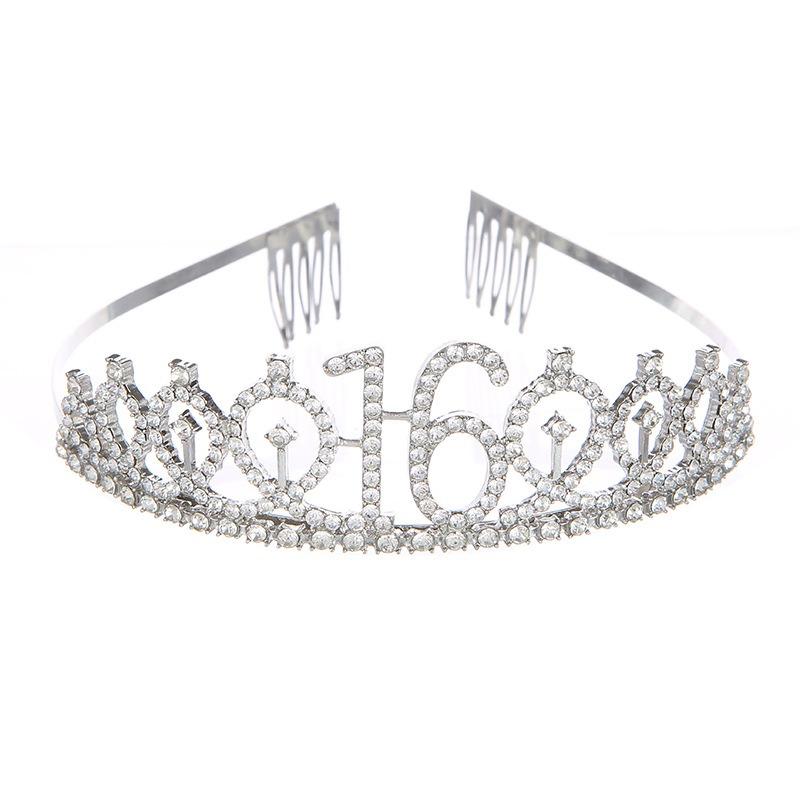 16th Birthday Crown Headband Rhinestone Digital Crown Headband Hair Accessories Birthday Party Supplies