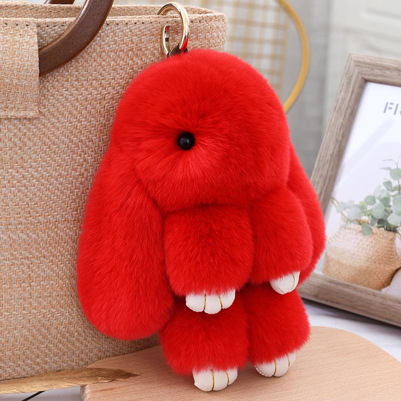 Three Model Size Rex Rabbit Fur Cute Fluffy Bunny Keychain Bag Toys Doll Lovely Keyring Pendant