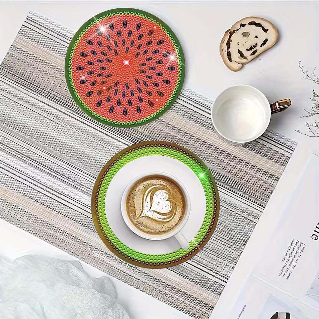 Amyaker Diamond Art 12 Fruit Coasters with DIY Beaded 5D Diamond Painting Coaster Craft Kit for and Arts and Crafts Supplies Kit, Holder, Coasters,