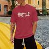 Men's "Hustle" Themed Motivational Quote Tee, Urban Streetwear Oversized Short Sleeve Top