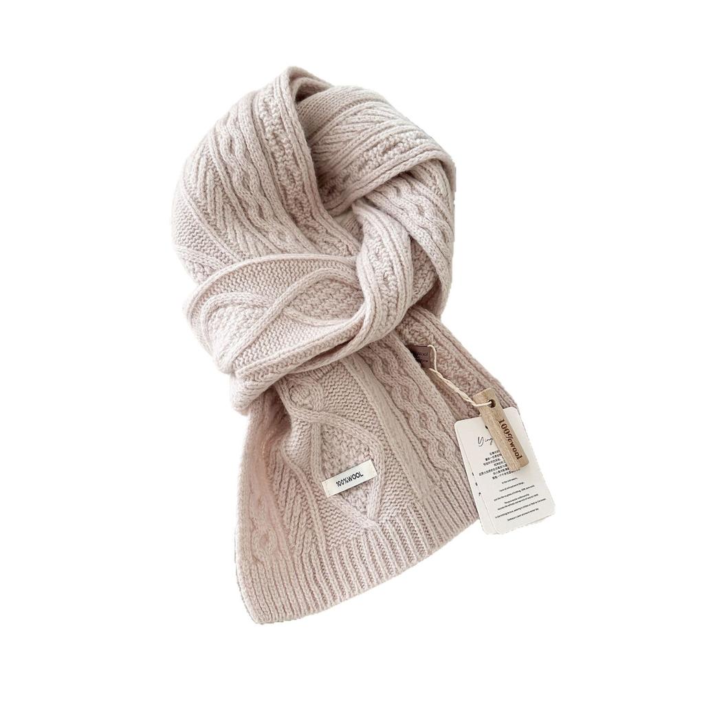 ins wind 111 pure knitted twist scarf women's winter day Korean versatile warm student solid color scarf