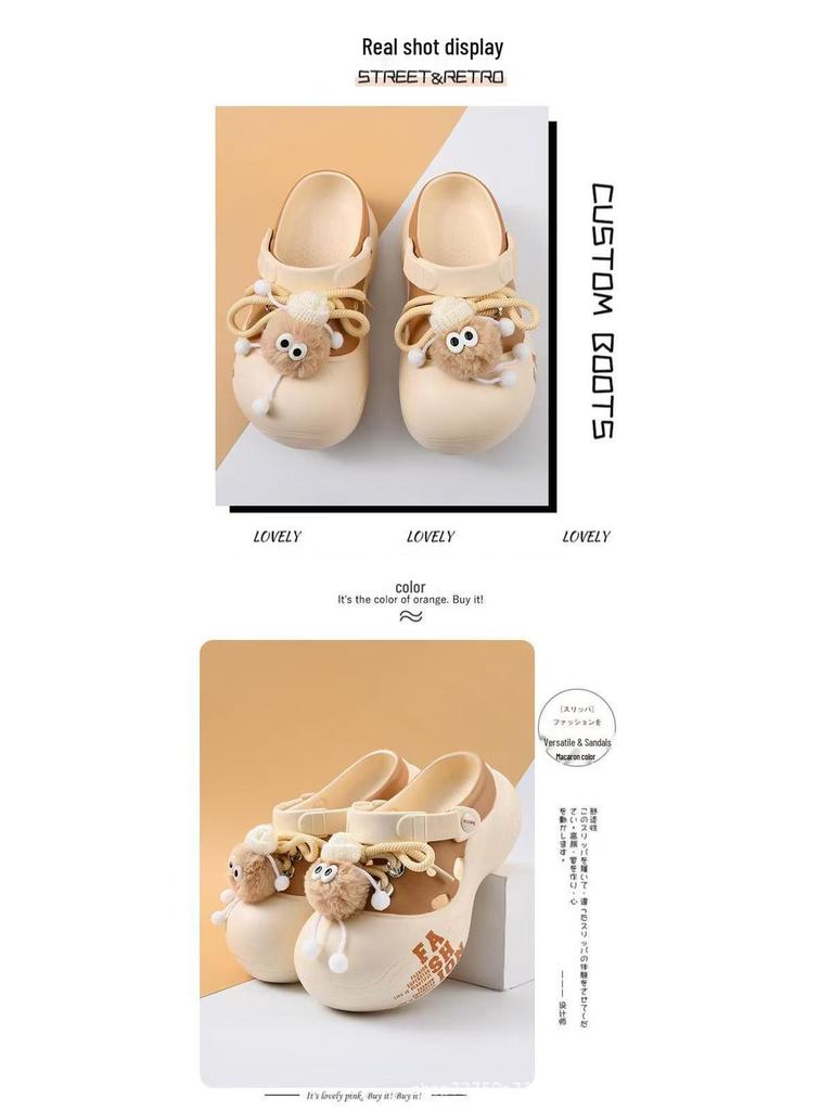 Children's Summer Closed-Toe EVA Sandals - Girls' Outdoor and Beach Slippers with Heel