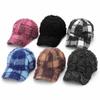 Plaid Pattern Distressed Baseball Cap Adjustable Fit Casual Baseball Hat  Daily Wear