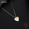 Gold love pleated small pendant, fashionable small clear ins women's versatile environmentally friendly alloy necklace