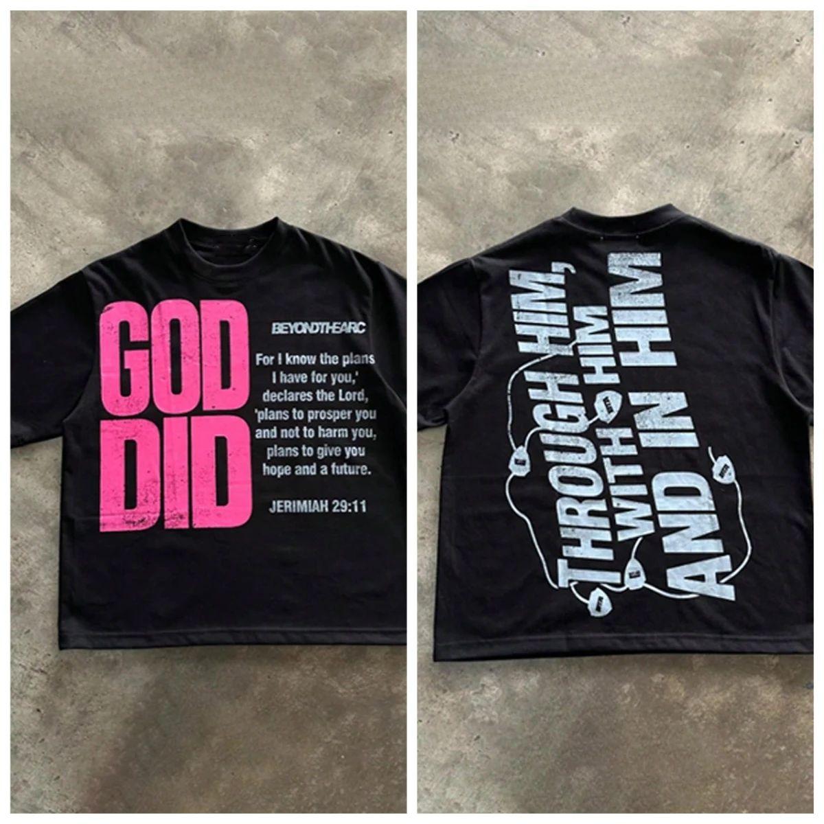 

Son of God Print T Shirts Round Neck Short Sleeved Casual Cotton Print Vintage Tee Tops VHUTHK Double-Sided Printing Unisex S