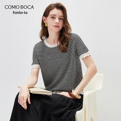 Komomoboka 2026 Spring/Summer Women's Short Sleeve Knitted T-Shirt