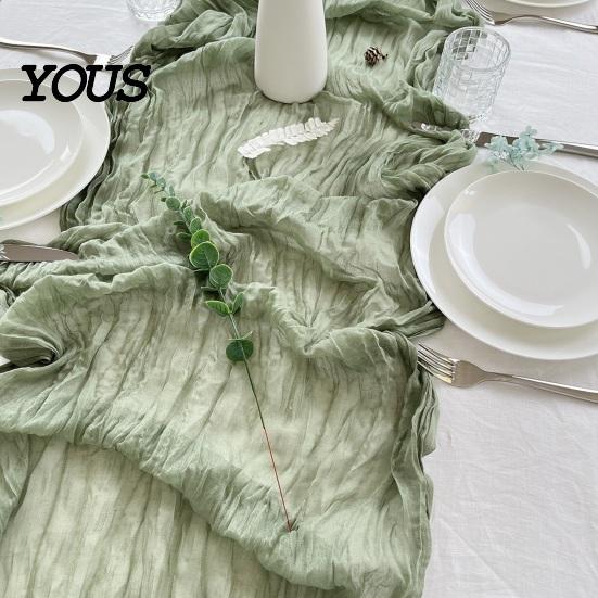 Charming Dining Decor Cheesecloth Table Runner, Boho Rustic Gauze Wrinkled Farmhouse High Quality Runner Sheer for Wedding Party Baby Shower Birthday