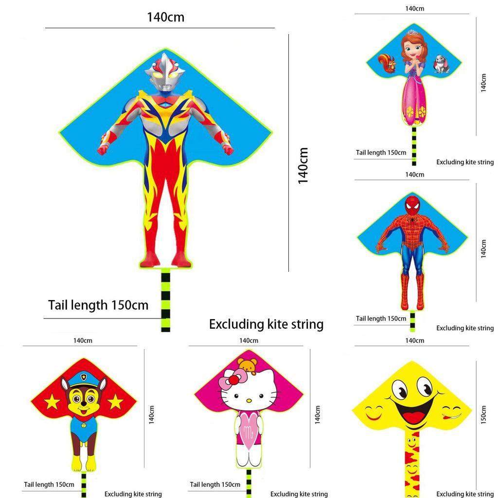 Triangular Cartoon Kite With Curved Edge For Children In Parks And Markets