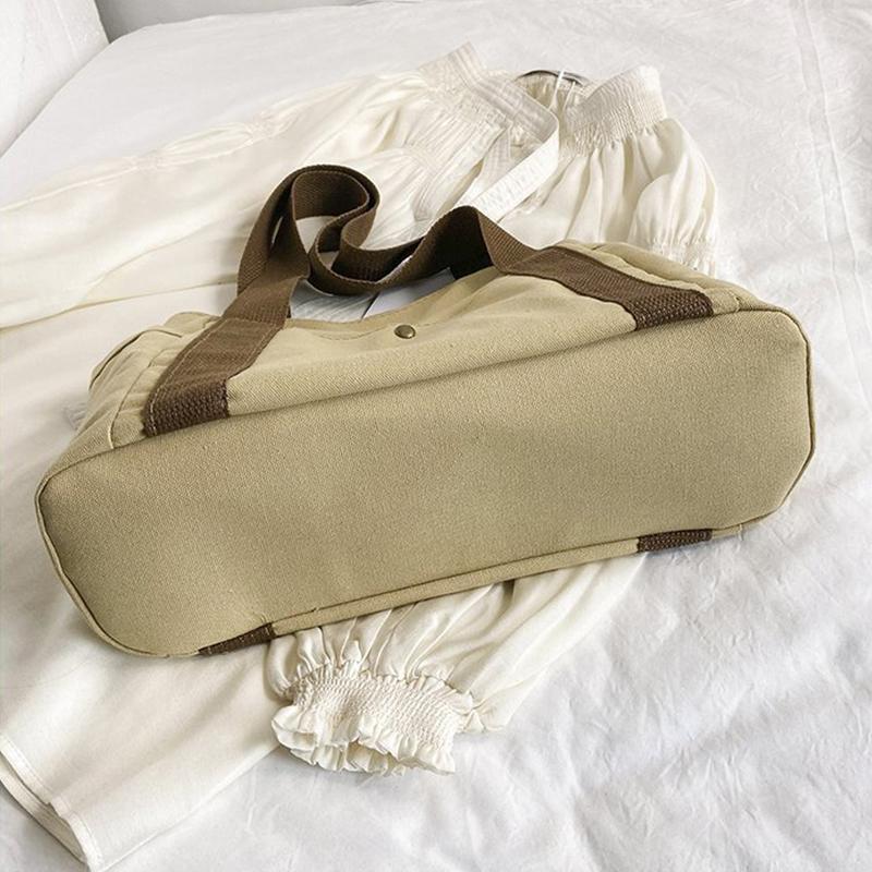 Geantă de umăr stil Preppy Geantă de mână de mare capacitate pentru femei Geantă de pânză solidă ocazională versatilă Geantă pătrată pentru navetă