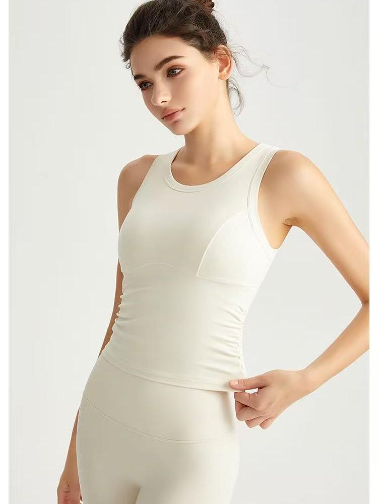 Women's Spring-Summer Yoga Modal Sports Bra and Racerback Tank Top with Chest Pads