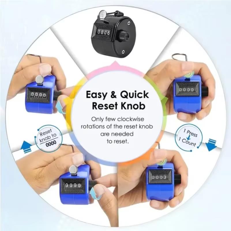 Handheld 4 Digital Tally Counter Mechanical Palm Clicker Number Count Assorted Tally Counter Number Count 1