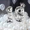 40 Inch Silver Foil Balloon Number 28,Crown 28th Birthday Party Decorative Balloons,Number Large Numbers Balloon 28,Girls Boys 28th Birthday