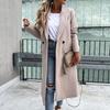 Elegant Long Blazer Suit for Women Office Winter Overcoat Button Placket Long Sleeve All Match Collar