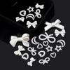 50pcs Resin Accessories Bowknot Love Heart for Jewelry Making DIY Findings White Imitation Pearl Beads Bowknots Hair Accessories