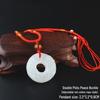 Blue Jade Pendant Necklace with White Jade Pixiu for Men & Women, Sweater Chain Cotton Linen Gift