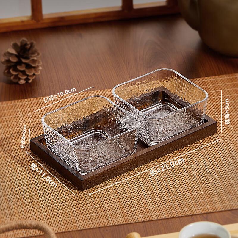 Retro Hammered Glass Snack Serving Set