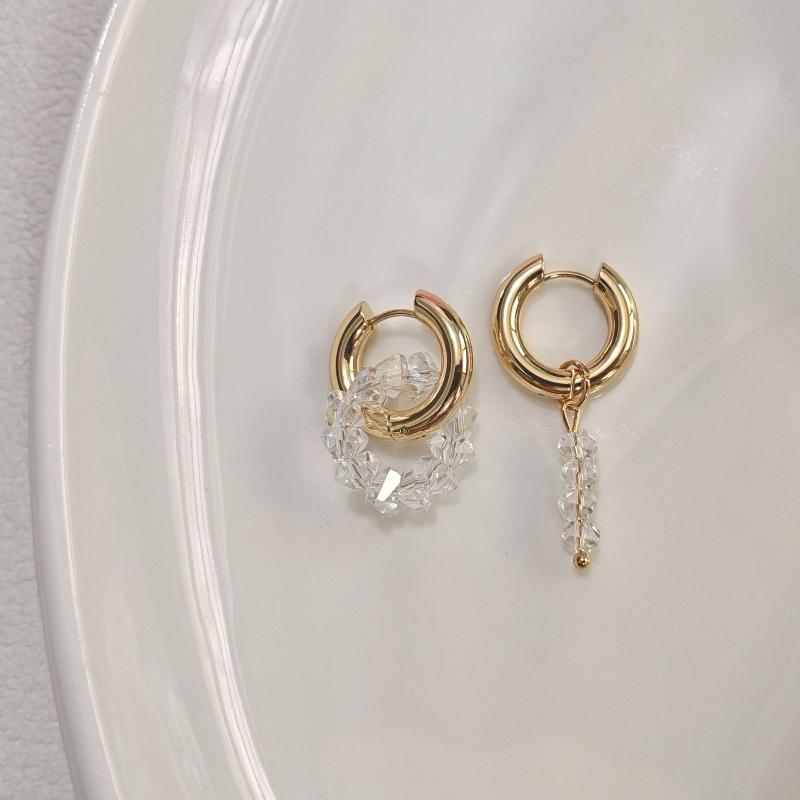 Fashion Heart Star Pendant Asymmetrical Earrings For Women Simple Geometric Circular Ear Buckle Jewelry Accessories Gift