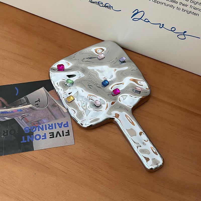 Liquid Shape Square Mirror – Compact Hand-Held and Desktop Cosmetic Makeup Mirror for Travel and Personal Use