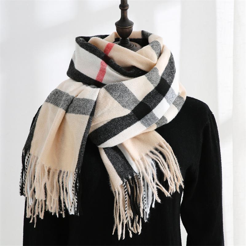 Plaid Scarf Women's 2025 Autumn and Winter Imitation Cashmere Scarf Medium Length Warm Scarf Shawl Sweet Scarf