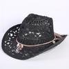 Popular sombrero de vaquero occidental hueco clásico europeo y americano, moda para hombre y mujer, sombrero de paja transpirable para vacaciones, protección solar