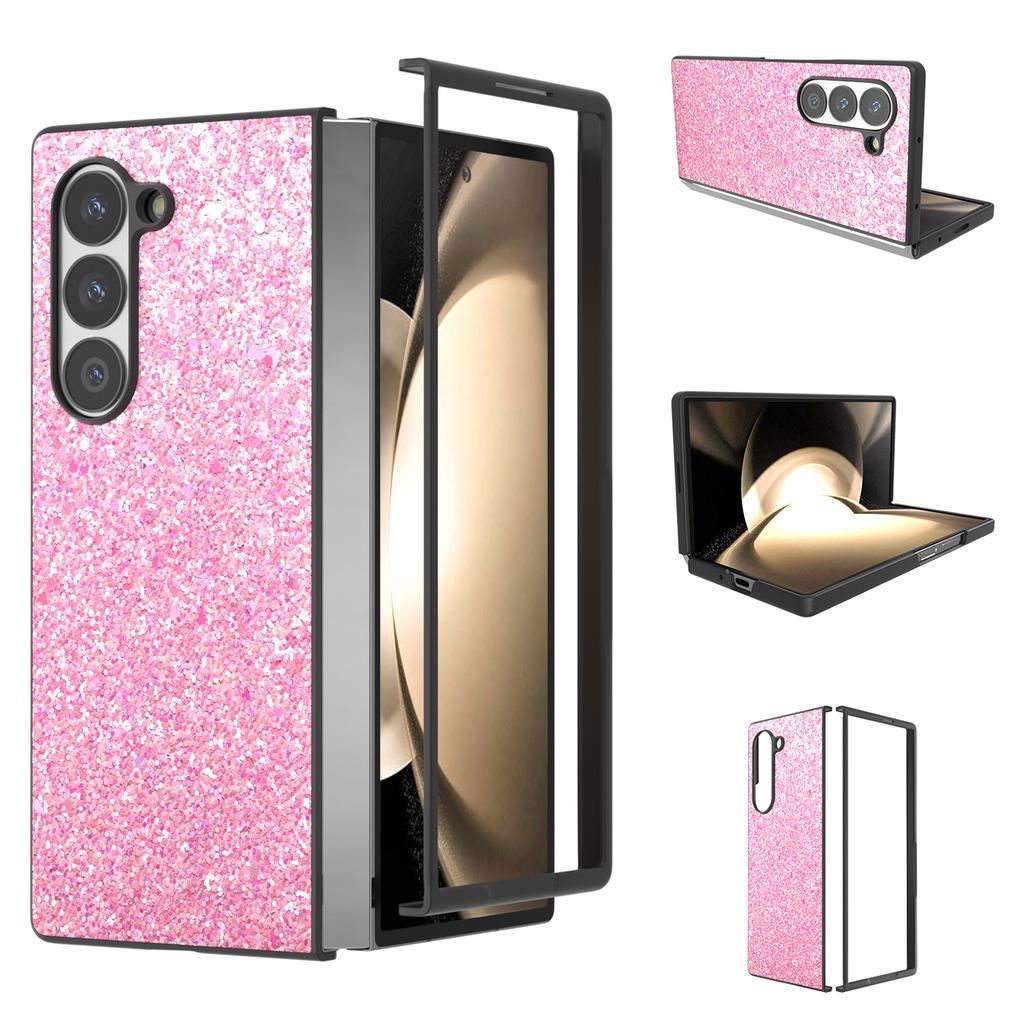 For Samsung Galaxy Z Fold6 5G Case Colored Glitter PU+PC Shockproof Phone Cover