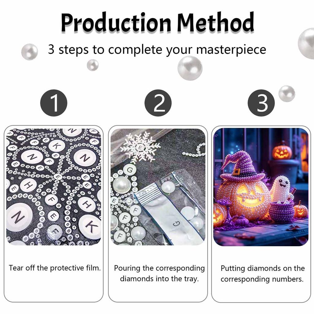 Halloween pumpkin pearl painting handmade diy art pearl home decoration painting