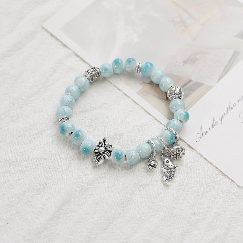 Ceramic beaded bracelet small fresh ancient style national style simple bracelet summer