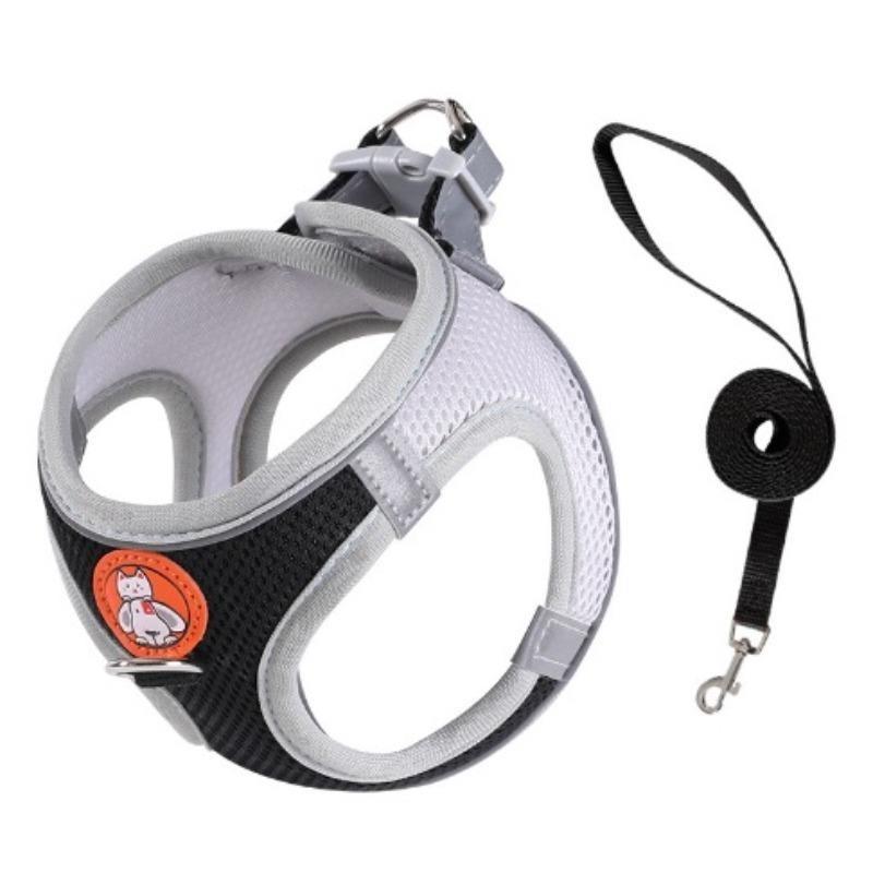 Katzengeschirr, Brust- und Schultergurt für Hunde im Westenstil, Atmungsaktiver Brust- und Schultergurt für Katzen und Hunde, Reflektierende Haustierleine, Teleskopisch